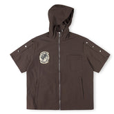 SAINT VANITY Embroidered Sporty Zipper Short-sleeved Jacket