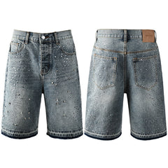 Purple Brand Crystal Diamond Denim Shorts #5102