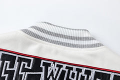 OFF WHITE Crystal Full Lea Varsity Jacket