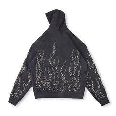 Hellstar Studded Flame Zip-Up Hoodie