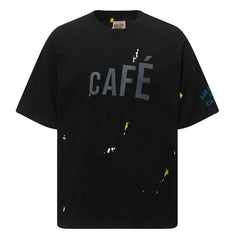 GALLERY DEPT. Men's Natural Paint-Splattered Distressed Printed Cotton-Jersey T-
