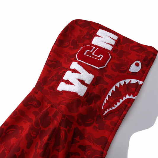 Bape red shark full zip hoodie