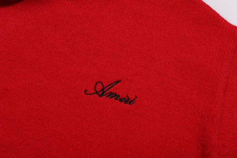 AMIRI Red Core Knitted Sweater Hoodie