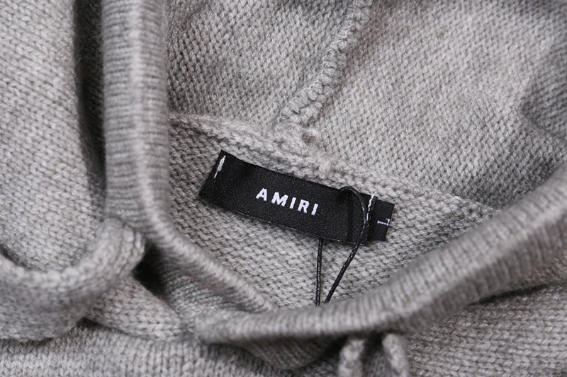 AMIRI Grey Core Knitted Sweater Hoodie