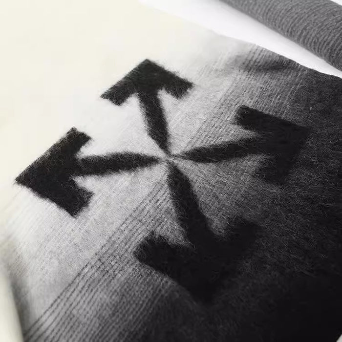 OFF WHITE Arrow Logo Knitted Sweater Hoodie