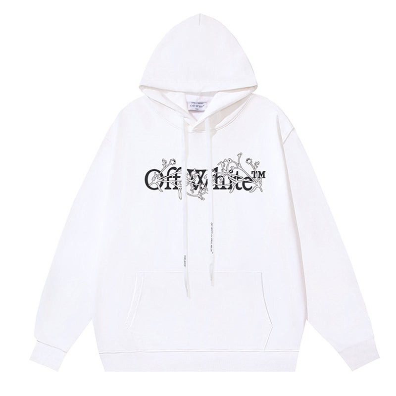 Off White Logo Drawstring Hoodie