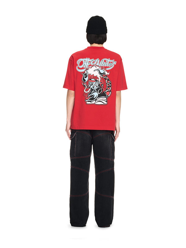 OFF WHITE Scorpio Skate Cotton Graphic T-Shirt