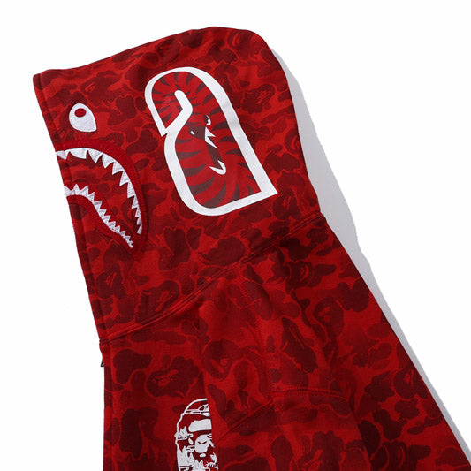 Bape red shark full zip hoodie