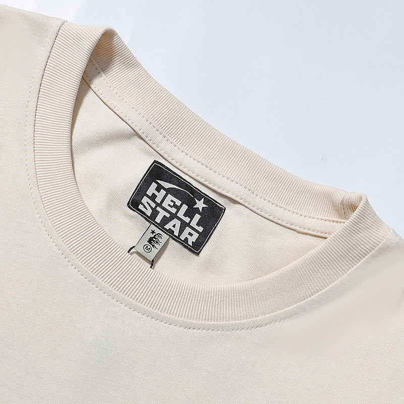 Hellstar Logo Printed T-Shirt Apricot