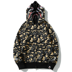 BAPE Camo Shark Zipper Double Hoodie