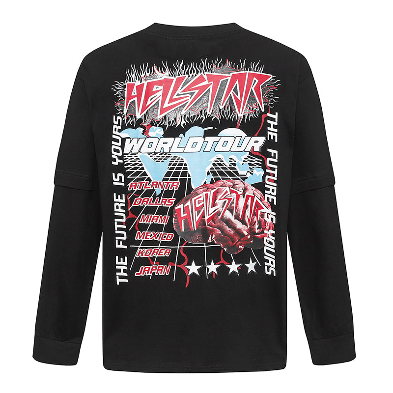 Hellstar Studios Designer Graphic Print Long Sleeve Tee