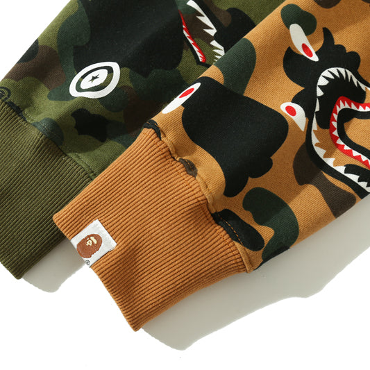 BAPE Colorblock Camo Shark Zipper Hoodie