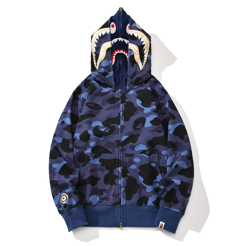 Bape camo double shark full zip hoodie