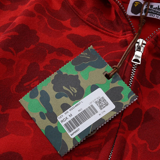 Bape red shark full zip hoodie