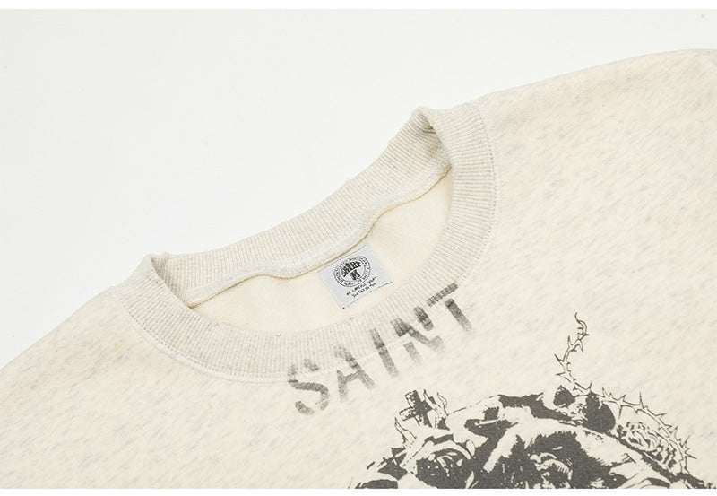 SAINT MICHAEL Graffiti print plus velvet Sweatshirts