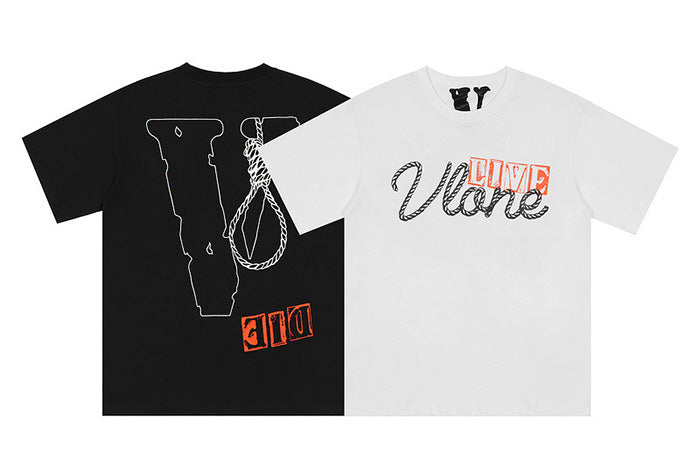 VLONE Rope Letter Big V Print Hip Hop T-Shirt